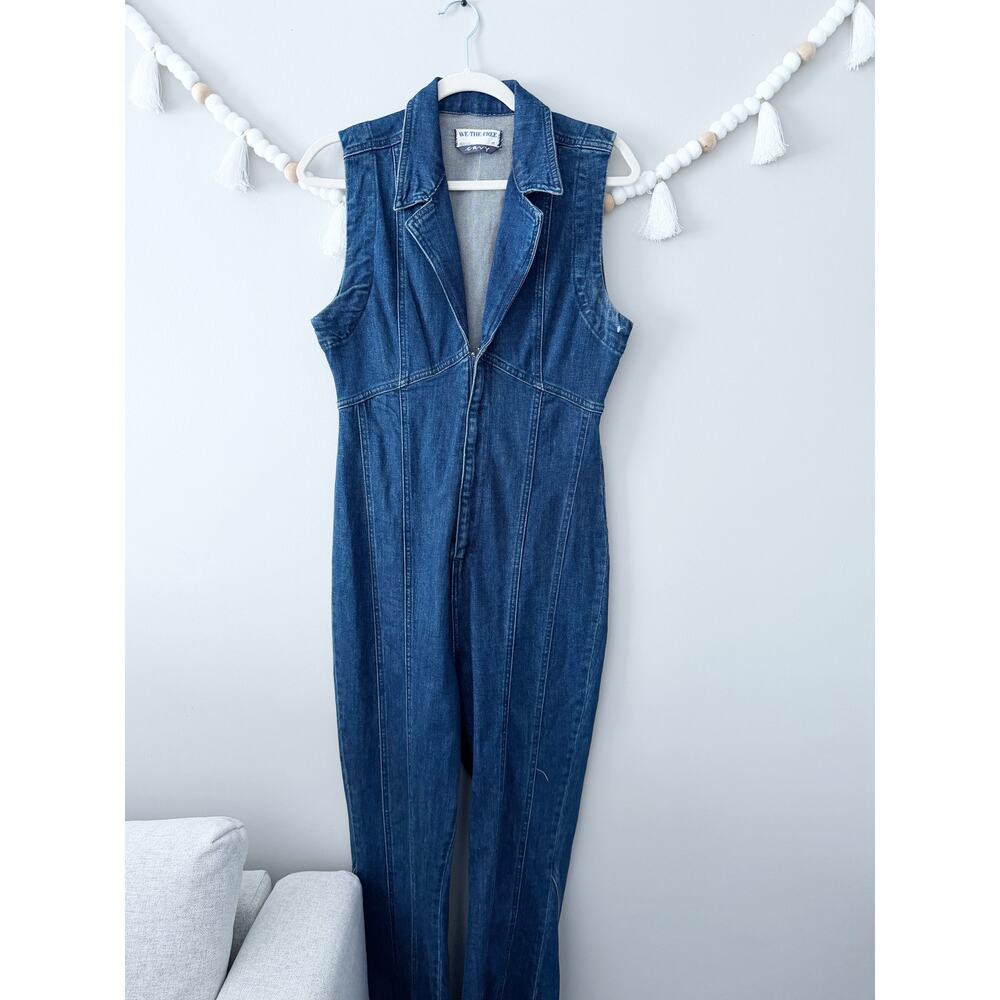 NWOT Free People Crvy Ring The Alarm Flare Leg One Piece Jumpsuit Siren Medium - Picture 3 of 4
